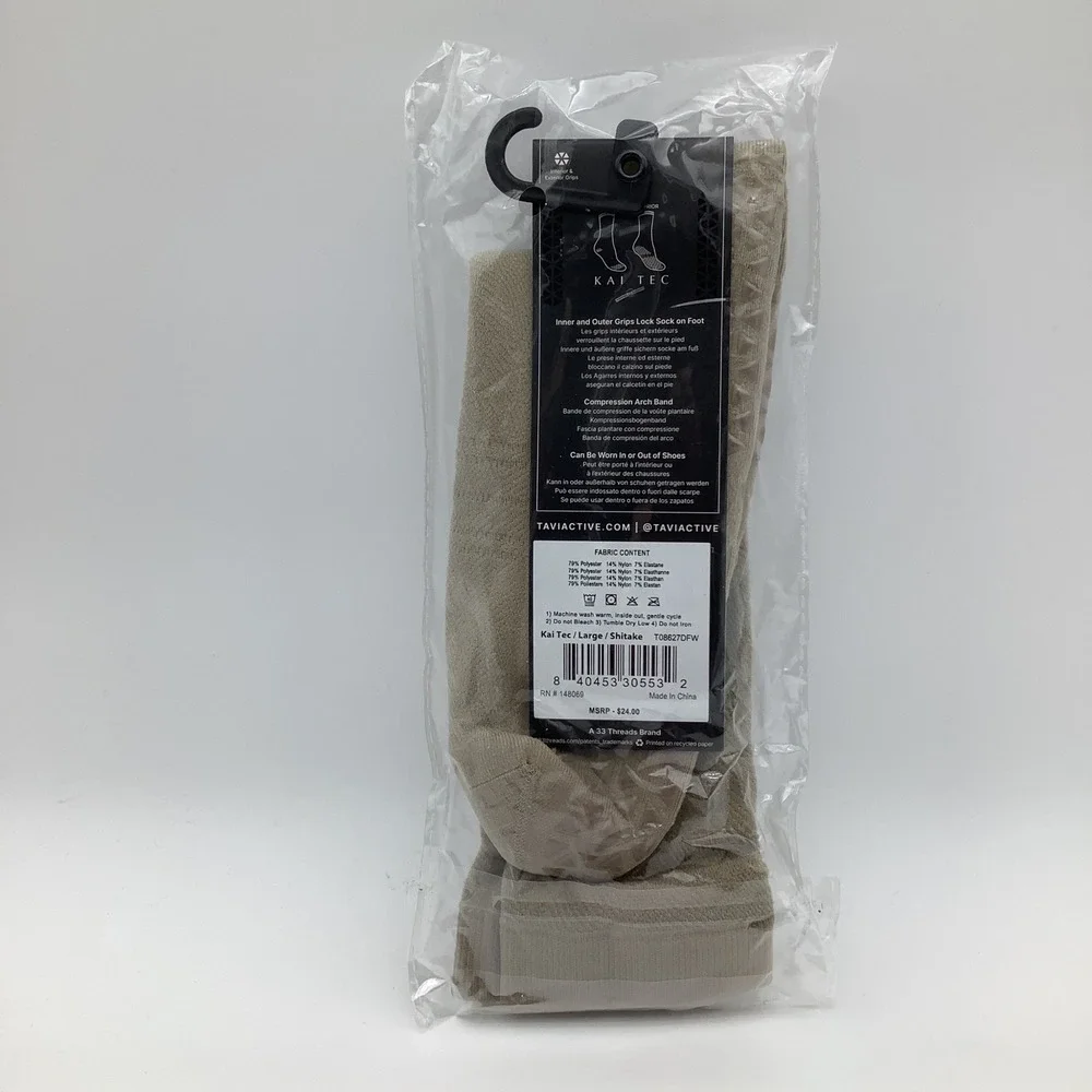 Tavi Tec Ultimate Performance Grip Socks Kai Tec Shitake Tan Size Large‎ NWT